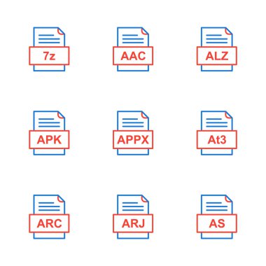 9 dosya biçimi simgesi kümesi
