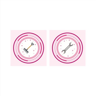 Beyaz Arkaplan Vektörü İzole Edilmiş Elementler Üzerine 2 Yapılandırma Simgesi...