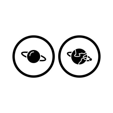 Beyaz Arkaplan Vektörü İzole Edilmiş Elementler Üzerine 2 Astronomi Simgesi...