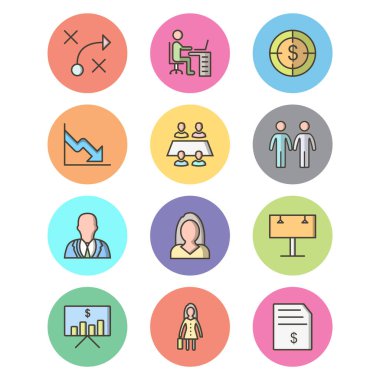 Beyaz Arkaplanda İzole edilmiş 12 iş simgesi...