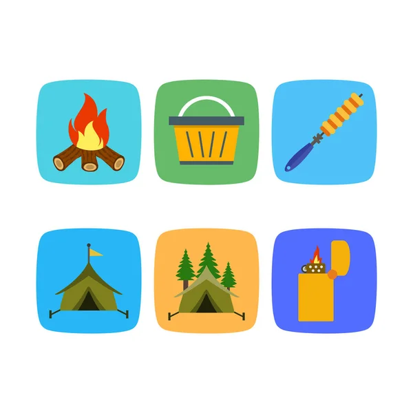 Icon Set Von Camping Für Den Persönlichen Und Kommerziellen Gebrauch — Stockvektor