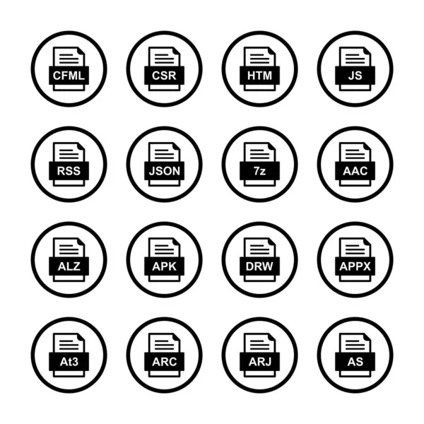 Set Von Symbolen Für Dateiformate — Stockvektor