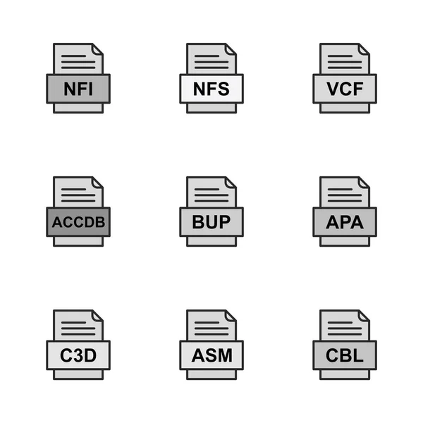 Set Von Symbolen Für Dateiformate — Stockvektor