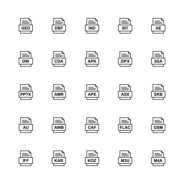 Set Von Symbolen Für Dateiformate — Stockvektor