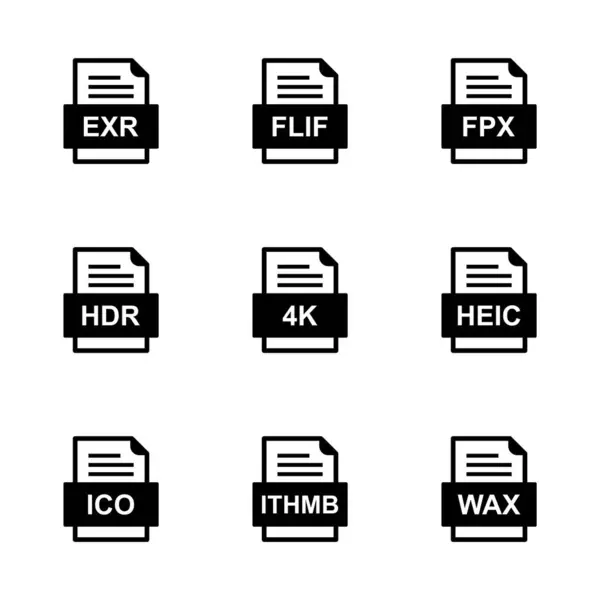 Set Von Symbolen Für Dateiformate — Stockvektor