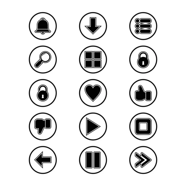 Набір Символів Веб Піктограм Мобільних Додатків — стоковий вектор