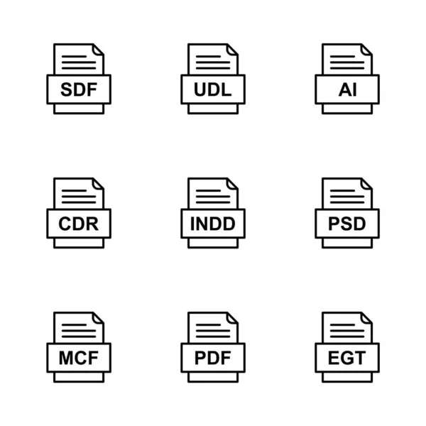 Set Von Symbolen Für Dateiformate — Stockvektor