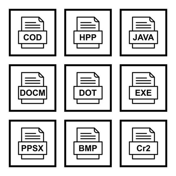 Conjunto Ícones Formatos Arquivo —  Vetores de Stock