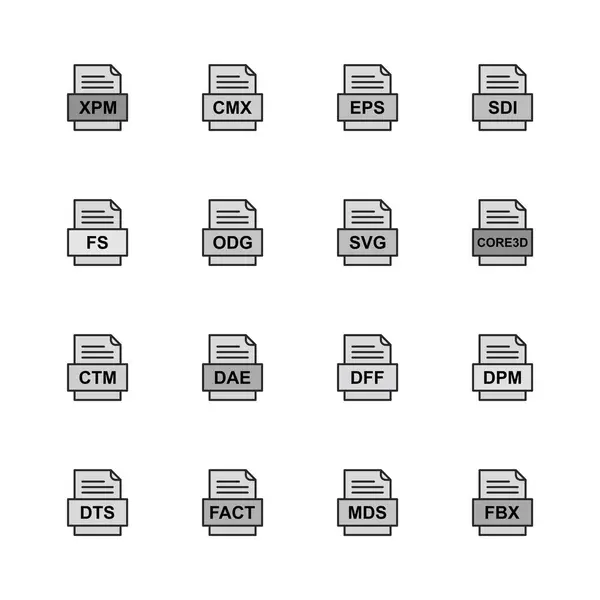 Sett Med Filformatikoner – stockvektor