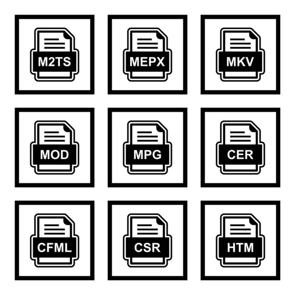 Ensemble Icônes Formats Fichiers — Image vectorielle