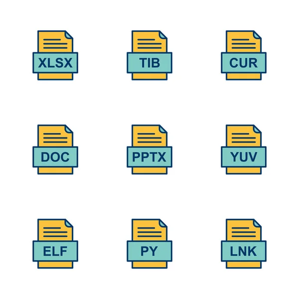 Set Von Symbolen Für Dateiformate — Stockvektor