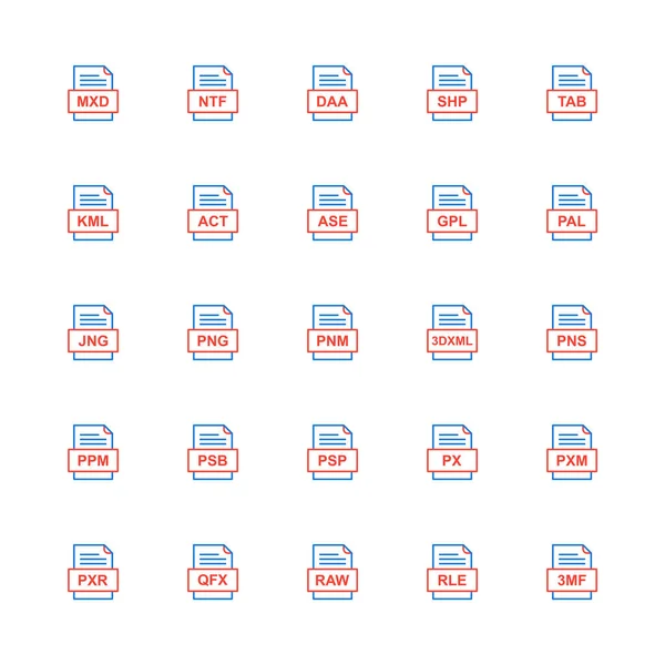 Set File Formats Icons — Stock Vector