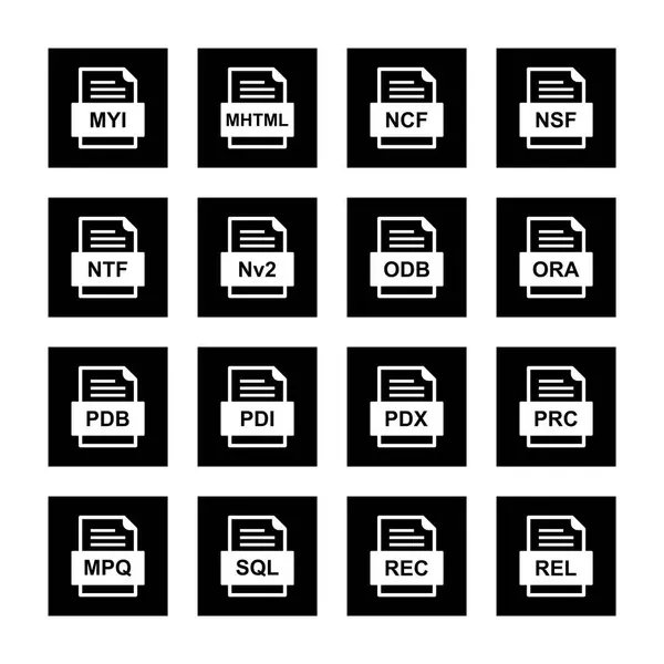 Ensemble Icônes Formats Fichiers — Image vectorielle