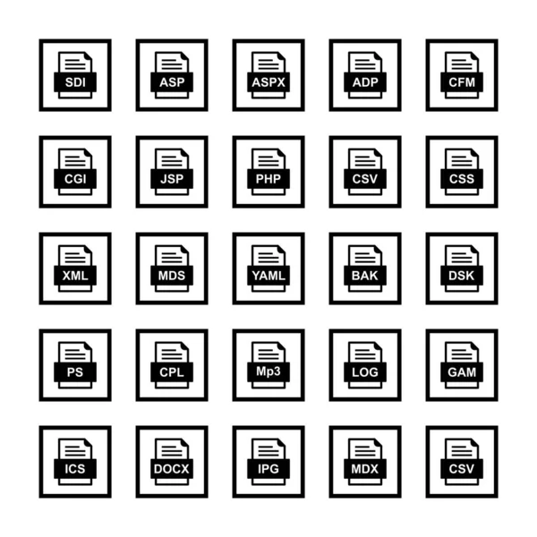 Ensemble Icônes Formats Fichiers — Image vectorielle