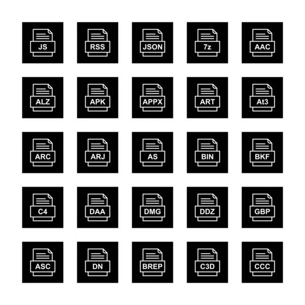 Ensemble Icônes Formats Fichiers — Image vectorielle