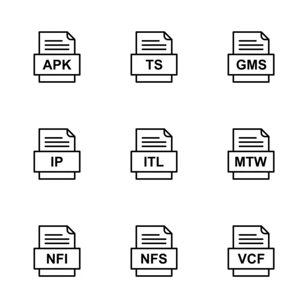 Set Icone Formati File — Vettoriale Stock