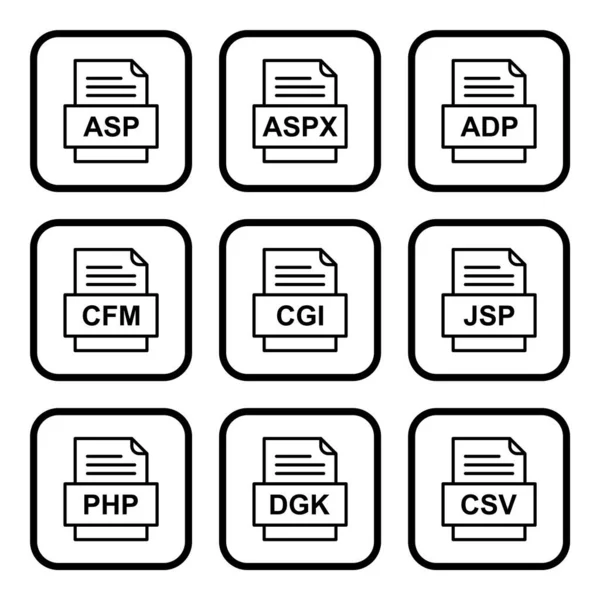 Set Von Symbolen Für Dateiformate — Stockvektor