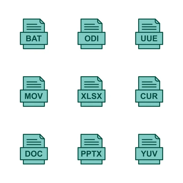 Ensemble Icônes Formats Fichiers — Image vectorielle