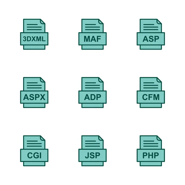 Conjunto Ícones Formatos Arquivo — Vetor de Stock