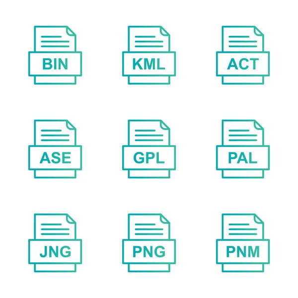 Set File Formats Icons — Stock Vector