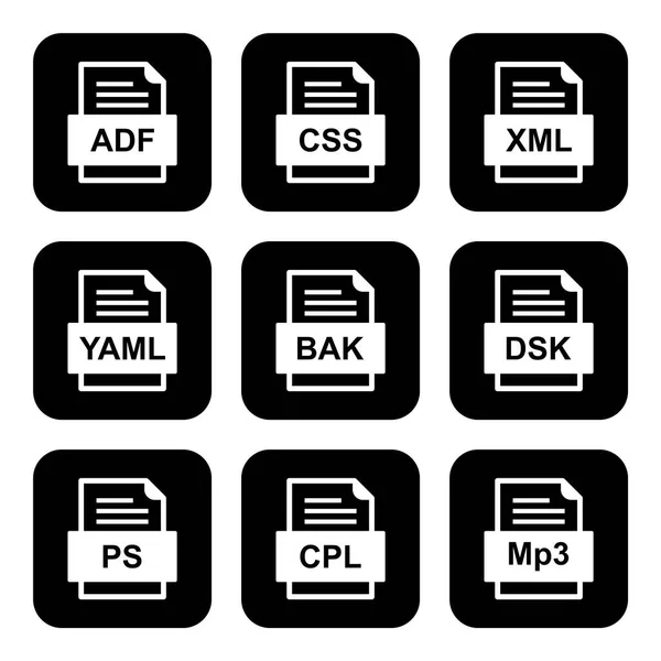 Ensemble Icônes Formats Fichiers — Image vectorielle