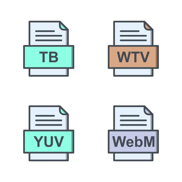 Set Von Symbolen Für Dateiformate — Stockvektor