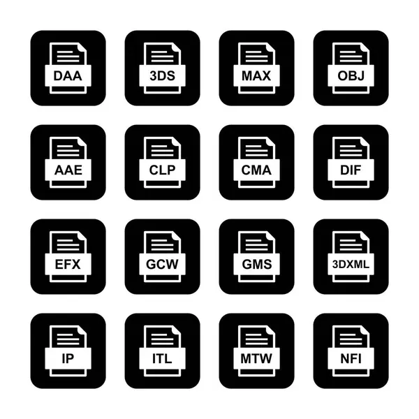 Ensemble Icônes Formats Fichiers — Image vectorielle