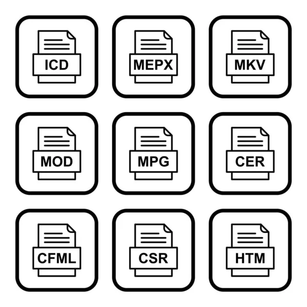 Set Icone Formati File — Vettoriale Stock