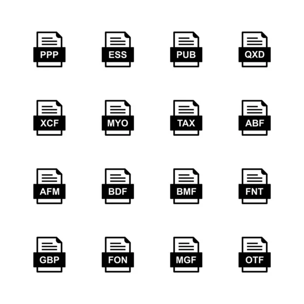 Set File Formats Icons — Stock Vector