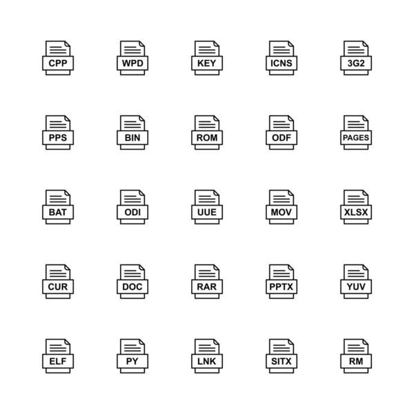 Ensemble Icônes Formats Fichiers — Image vectorielle