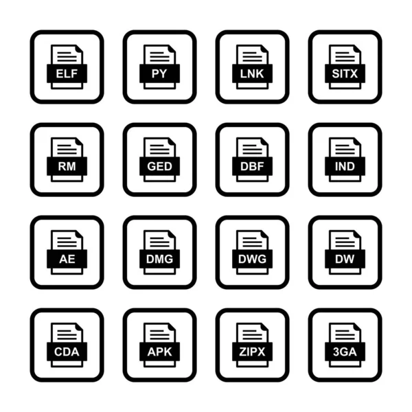 Set Von Symbolen Für Dateiformate — Stockvektor