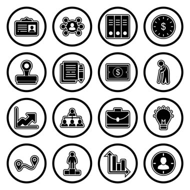 Beyaz Arkaplanda 16 iş simgesi izole edildi...