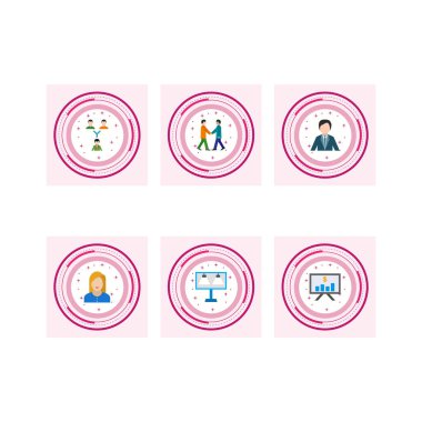 Beyaz Arkaplanda İzole Edilmiş 6 iş simgesi...