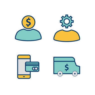 Kişisel ve Ticari Kullanım İçin Bankacılık 4 Simgesi...