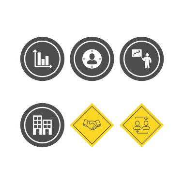 Beyaz Arkaplan Vektörü İzole Edilmiş Elementler Üzerine 6 iş simgesi