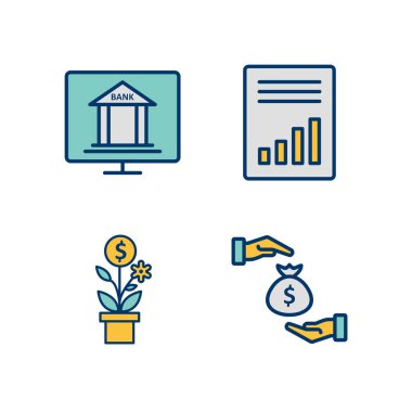 Kişisel ve Ticari Kullanım İçin Bankacılık 4 Simgesi...