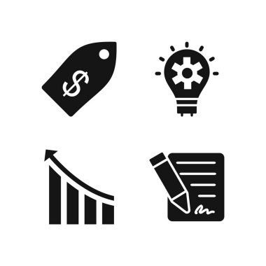 Beyaz arkaplanda 4 adet iş simgesi izole edildi...