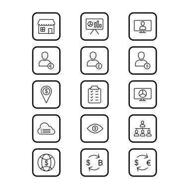 Beyaz Arkaplanda İzole Edilmiş 15 İş Simgesi Sayfası...