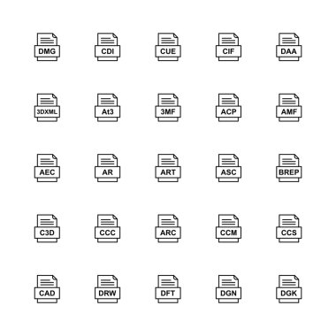 25 dosya biçimi simgesi kümesi