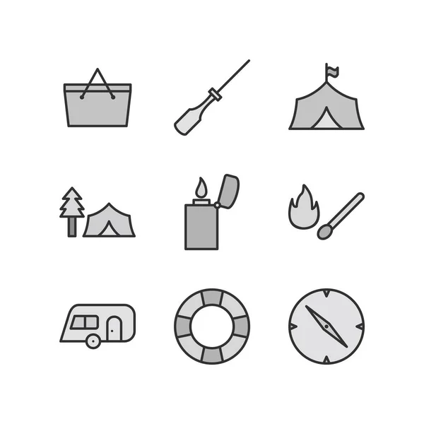 Icon Set Von Camping Für Den Persönlichen Und Kommerziellen Gebrauch — Stockvektor