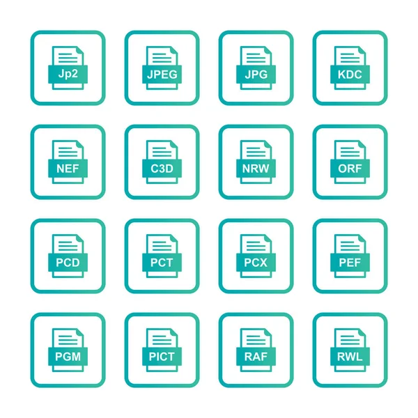 Set File Formats Icons — Stock Vector