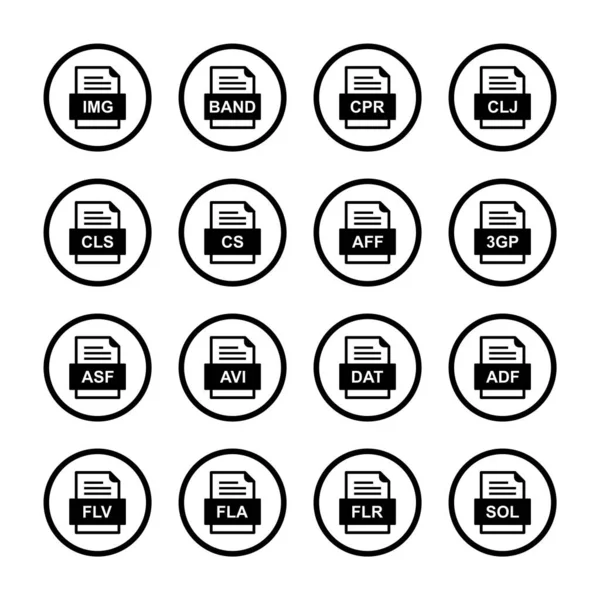 Ensemble Icônes Formats Fichiers — Image vectorielle