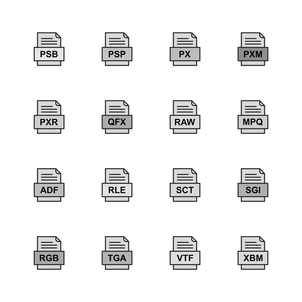 Set File Formats Icons — Stock Vector