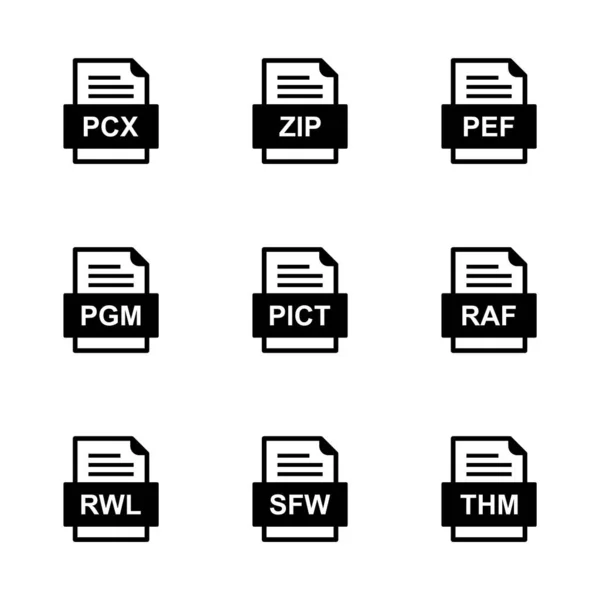 Set Von Symbolen Für Dateiformate — Stockvektor