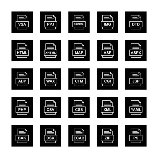 Ensemble Icônes Formats Fichiers — Image vectorielle