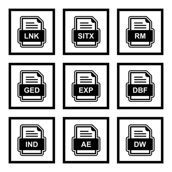 Ensemble Icônes Formats Fichiers — Image vectorielle