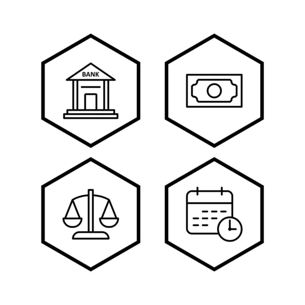 Ikony Bankowe Arkusz Izolowany Białym Tle — Wektor stockowy