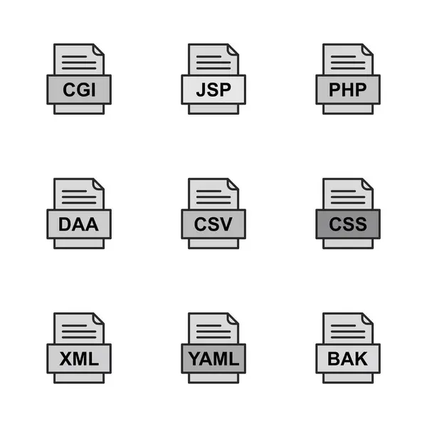 Set Von Symbolen Für Dateiformate — Stockvektor