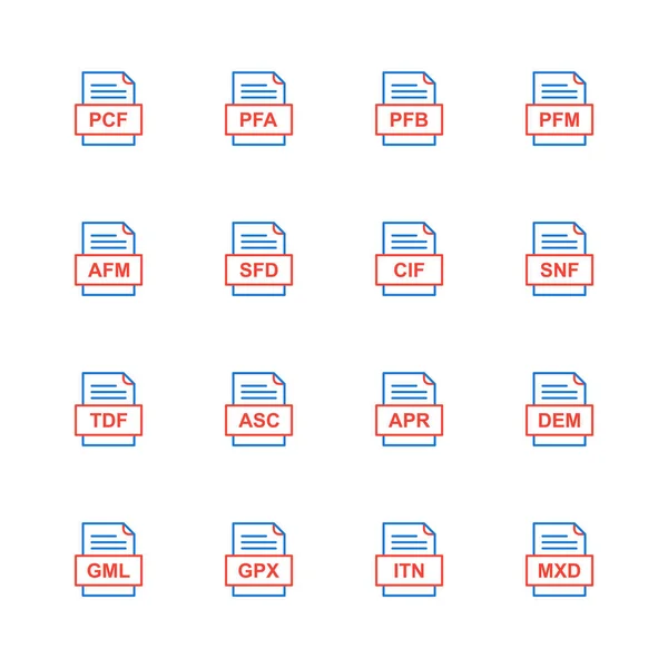 Ensemble Icônes Formats Fichiers — Image vectorielle