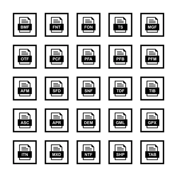 Ensemble Icônes Formats Fichiers — Image vectorielle